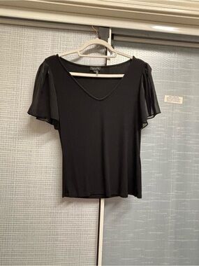 1. State Black V-Neck Flutter Sleeve Top